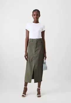 Юбка-карандаш ONLLOLA SLIT SKIRT ONLY, оливковый