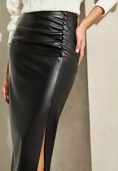Юбка-карандаш RUCHED SPLIT MIDI REGULAR FIT Lipsy, черный