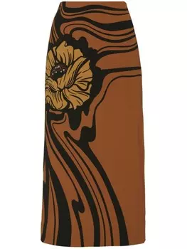 Юбка-карандаш с цветочным принтом La DoubleJ, коричневый