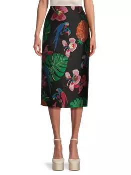 Юбка-карандаш с цветочным принтом Valentino, цвет Black Multicolor