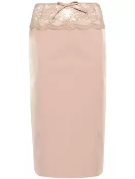 Юбка-карандаш с кружевной вставкой Blumarine, бежевый
