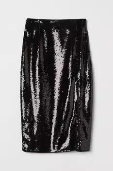 Юбка-карандаш с пайетками H&amp;M, черный