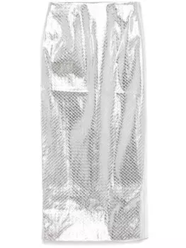 Юбка-карандаш с плетеным эффектом ROTATE BIRGER CHRISTENSEN, серебряный