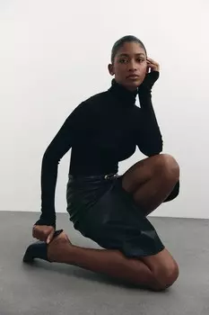 Юбка-Карандаш с покрытием H&M, черный