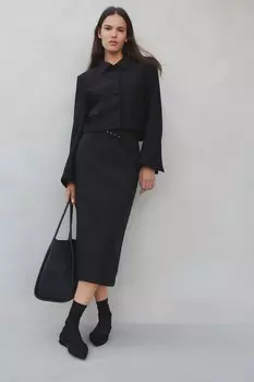 Юбка-Карандаш с поясом H&M, черный