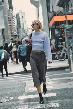 Юбка-карандаш с поясом ZARA, антрацитово-серый