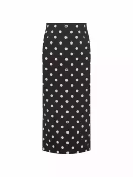 Юбка-карандаш с принтом полька Dolce&Gabbana, черный