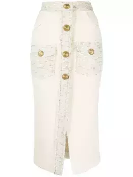 Юбка-карандаш с пуговицами BALMAIN, нейтральный
