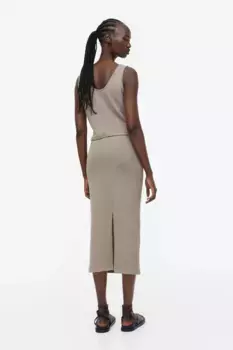 Юбка-карандаш с разрезом H&M, бежевый