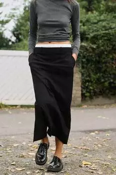 Юбка-карандаш с талией-боксером ZARA, черный