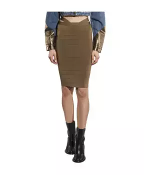 Юбка Карандаш с вышивкой в параллельные полосы Pinko, зеленый