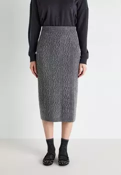 Юбка-карандаш SLFELINA MARIE SKIRT Selected Femme, цвет Mottled Grey