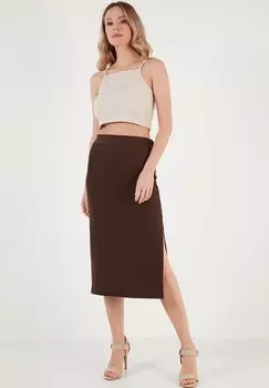 Юбка-карандаш Slim Fit LELA, коричневый