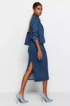 Юбка-карандаш Trendyol джинсовая, синий