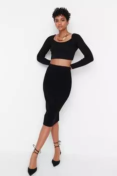 Юбка-карандаш Trendyol миди, черный