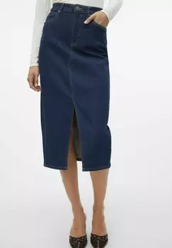 Юбка-карандаш VERI HR CALF GA Vero Moda, темно-синий деним