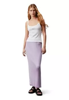 Юбка-карандаш в рубчик с нашивкой-логотипом для женщин Calvin Klein Jeans, цвет Vfr Purple