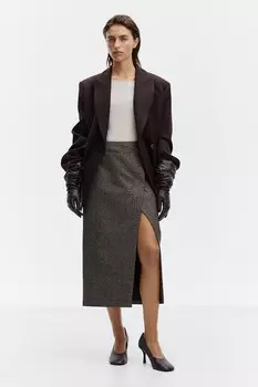 Юбка-Карандаш запахового кроя H&M, бежевый