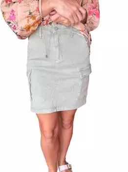 Юбка-карго из денима цвета оливы RISEN, оливковый