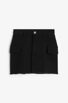 Юбка карго из габардина H&M, черный