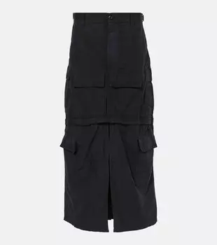 Юбка-карго из хлопковой смеси рипстоп Balenciaga, черный