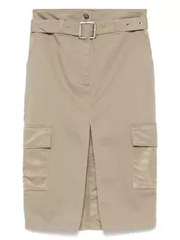 Юбка карго миди с поясом PINKO, зеленый