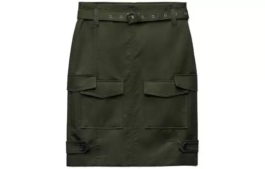 Юбка-карго женская, средняя, хаки Zara