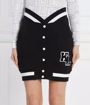 Юбка Karl Lagerfeld с заклепками и асимметричной талией, черный