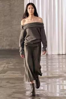 Юбка-кейп из смесовой шерсти ZARA, серый мергель