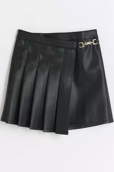 Юбка килт из искусственного меха для девочек, 100% хлопок River Island, черный