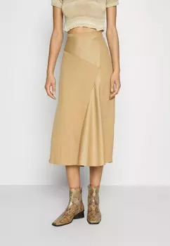 Юбка-клеш DKNY MATTE & SHINE PANEL SKIRT, бежевый