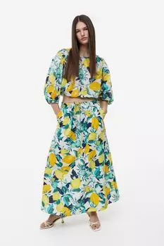Юбка-клеш H&M, белый/лимоны
