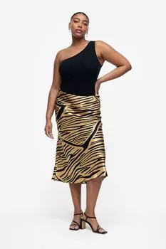 Юбка-клеш H&M, бежевый/тигровый в полоску