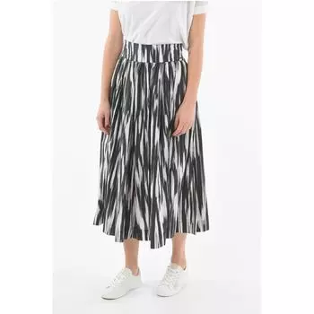 Юбка-клеш из хлопка Popeline с завязками на талии Woolrich, черно-белое