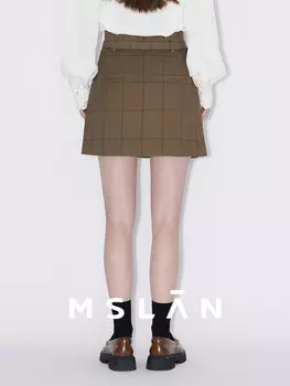 Юбка клетчатая MSlan, коричневый