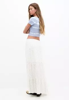 Юбка-колокольчик PANELLED, MIDI PULL&BEAR, белый
