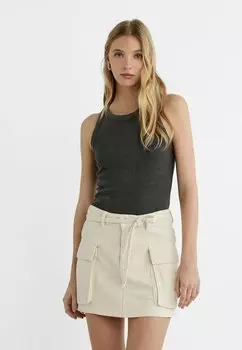 Юбка-колокольчик Stradivarius, бежевый