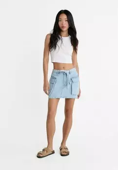 Юбка-колокольчик Stradivarius, цвет Light Blue Denim