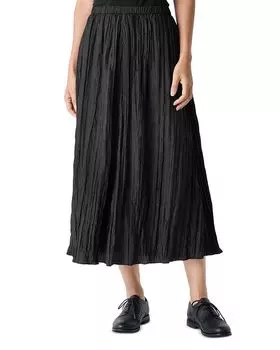 Юбка-колокол из жатого шелка Eileen Fisher, черный