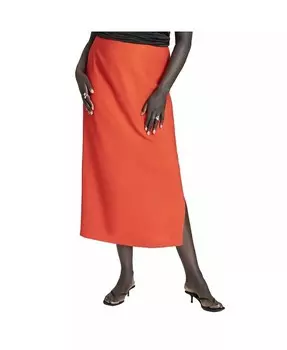 Юбка-колонна больших размеров с разрезами ELOQUII, оранжевый