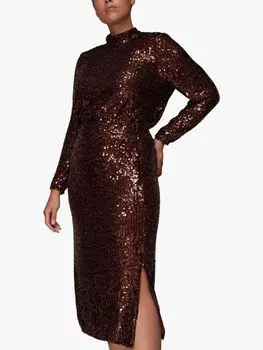 Юбка-колонна с пайетками Whistles, шоколадный