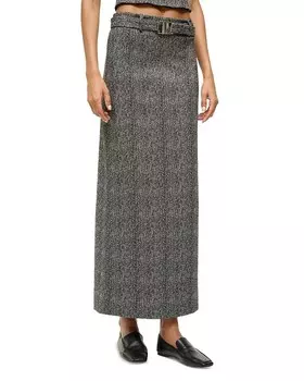 Юбка-колонна STAUD Murray с узором «елочка», серый