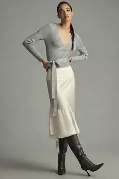 Юбка-комбинация Anthropologie асимметричная, айвори