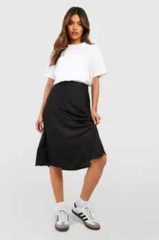 Юбка-комбинация атласная Boohoo с косой окантовкой, черный
