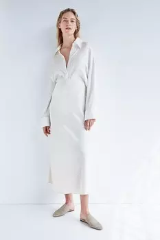 Юбка комбинация mom из атласа H&M, бежевый