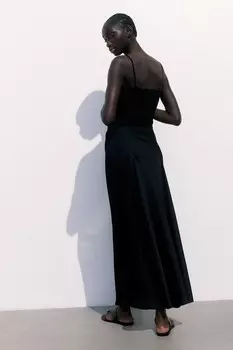 Юбка-Комбинация Mom из атласа H&M, черный