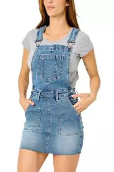 Юбка-комбинезон из денима с высокой талией и необработанным краем синего цвета Judy Blue