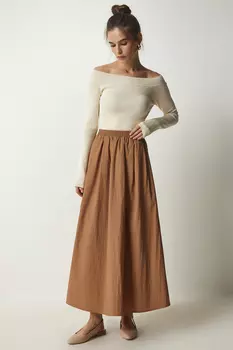 Юбка - Коричневый - Миди Happiness stanbul, коричневый