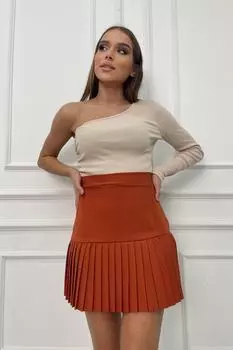 Юбка - Коричневый - Мини Trend Alaat Stili, коричневый