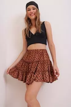 Юбка - Коричневый - Мини Trend Alaat Stili, коричневый